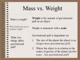 Gravitational pull on an object